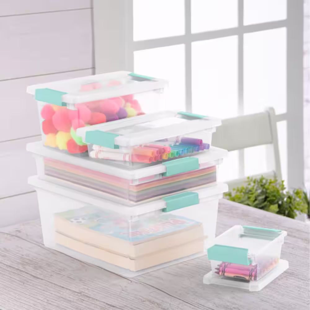 Sterilite Large File Clip Box Clear Storage Containers with Lid (6 Pack) 19638606