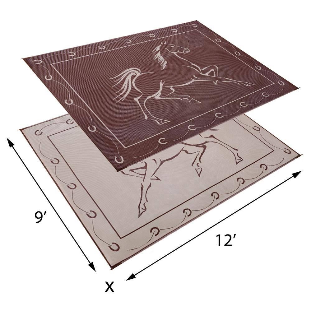 Reversible Mats 9 ft. x 12 ft. Reversible Mat - Running Horse Brown/Beige