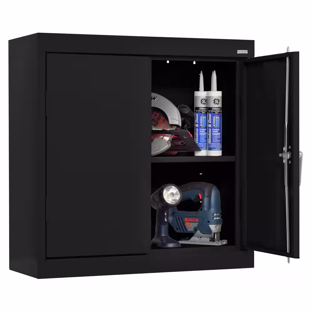 Sandusky Wall Mounted Garage Cabinet in Black (30 in. W x 26 in. H x 12 in. D)