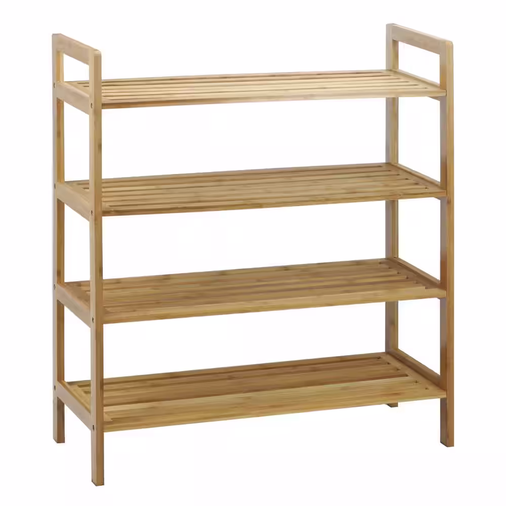 Oceanstar 31.35 in. H 16-Pair 4-Tier Wood Bamboo Shoe Rack