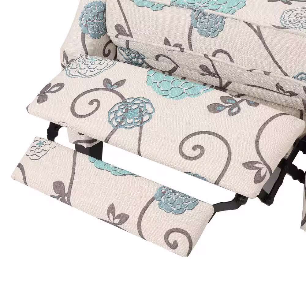 Noble House 26.5 inches Width Big and Tall White/Blue Polyester Wing Chair Recliner