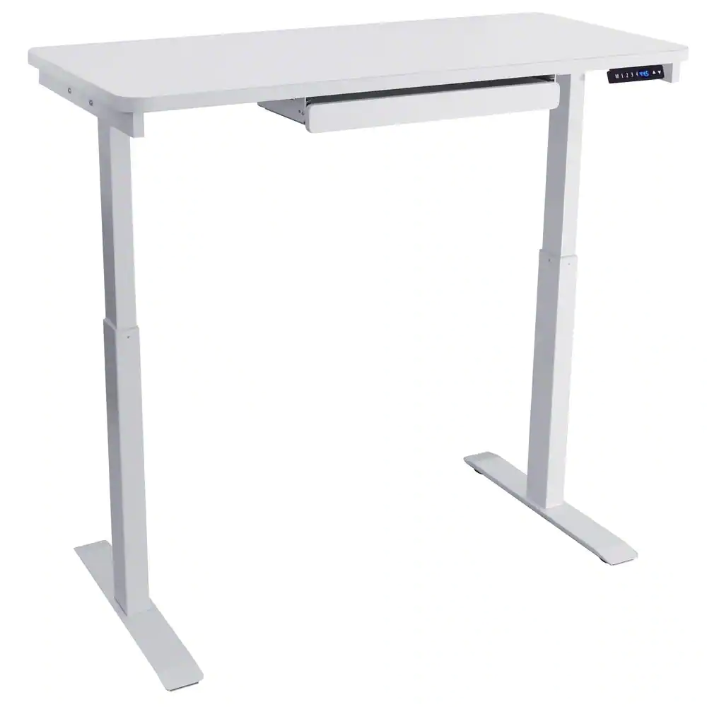 Motionwise 48 in. Rectangular White 1 Drawer Standing Desk with Adjustable Height Feature