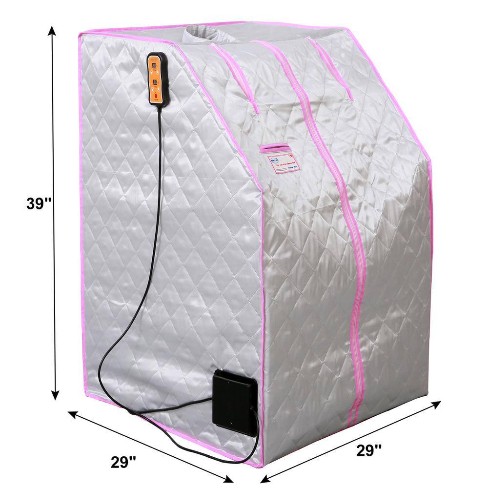 cadeninc 1-Person Folding Half Body Silver Infrared Sauna tent with Infrared Panels, Heating Foot Pad, Controller, Foldable Chair