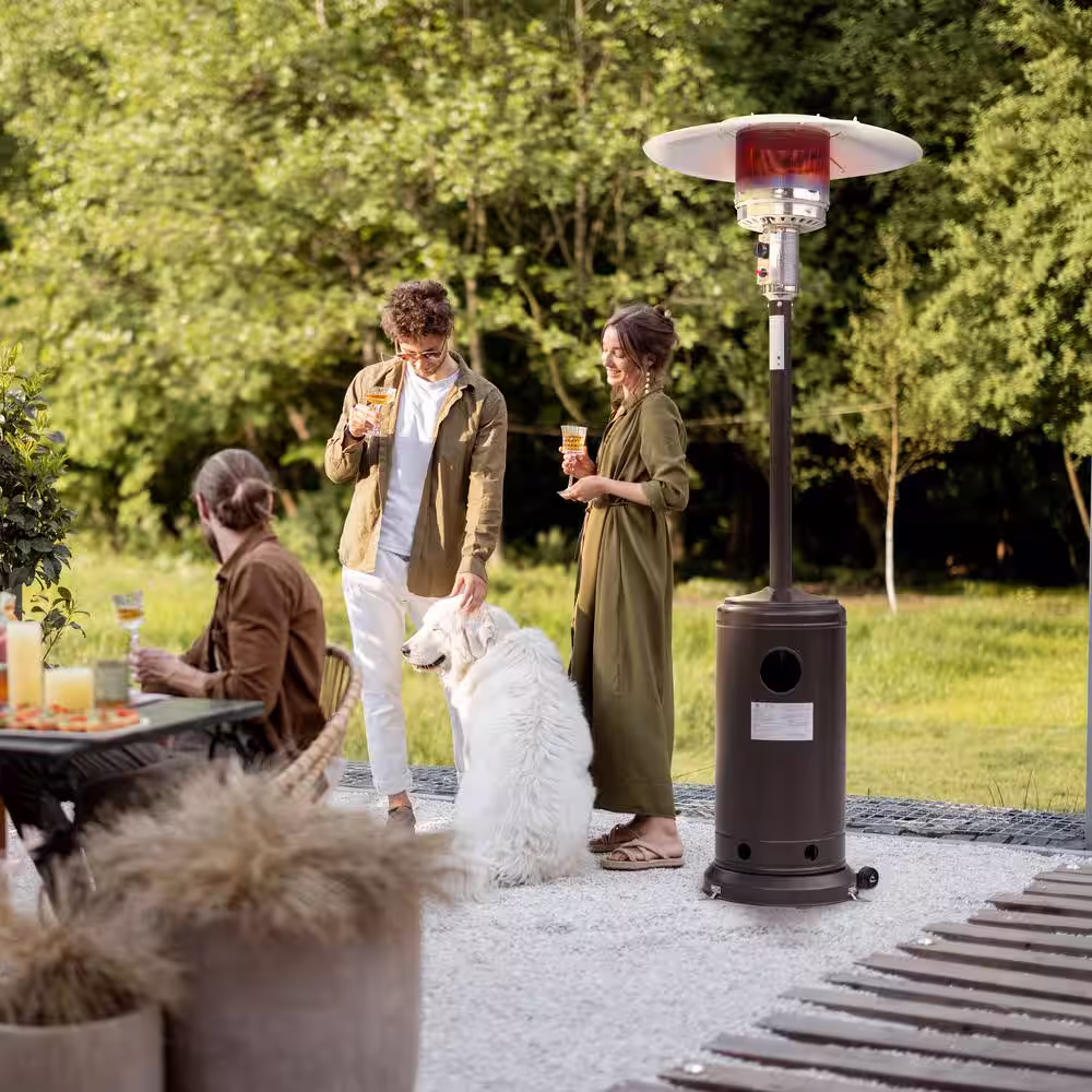 Nuu Garden 46,000 BTU Bronze Steel Propane Gas Patio Heater with PVC Protect Cover