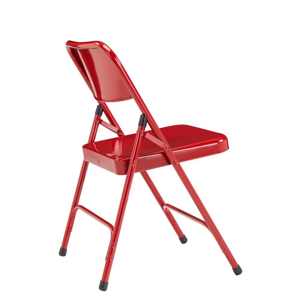 National Public Seating 200 Series Red Premium All-Steel Double Hinge Folding Chair (4-Pack)