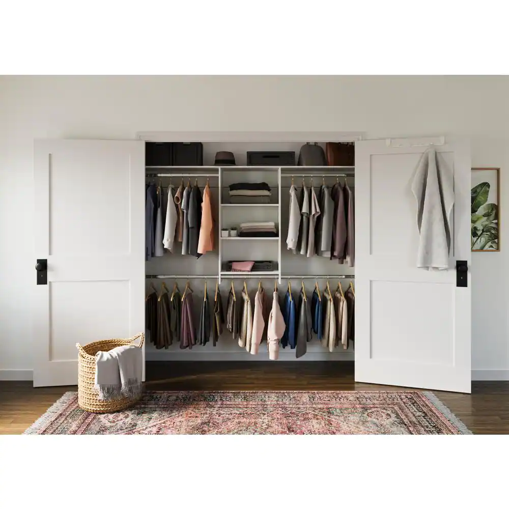 Closet Evolution Hanging 60 in. W - 96 in. W White Wood Closet System