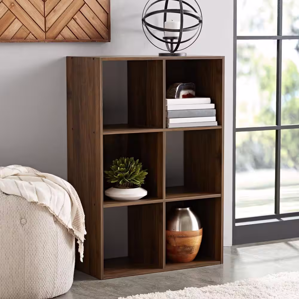 None 36 in. H x 24 in. W x 12 in. D Canyon Walnut 6- Cube Organizer