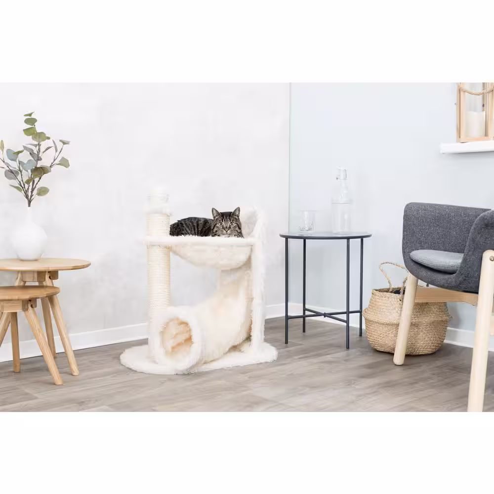 TRIXIE Baza Gandia Cat Tree with Tunnel and Hammock, Cream
