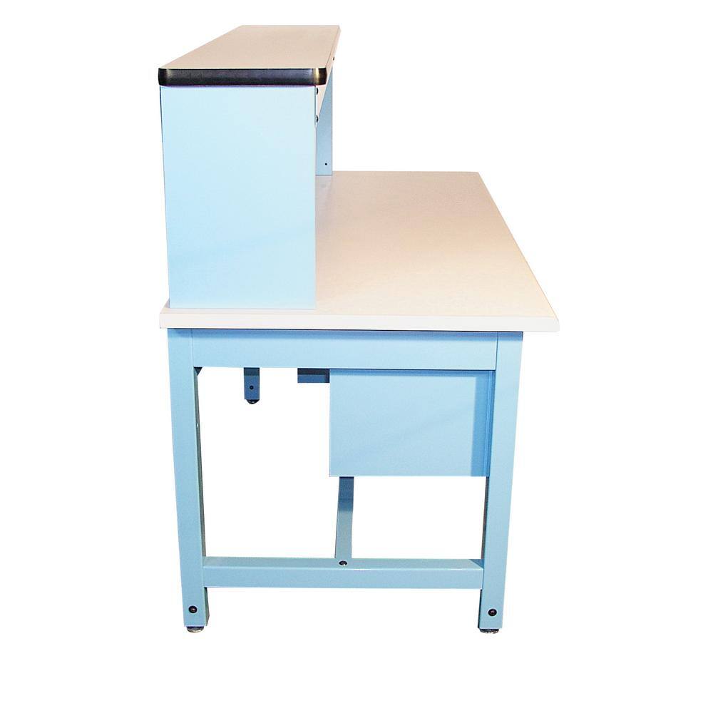 ProLine Bench in a Box 72 in. Rectangular Light Blue/White 2 Drawer Computer Desks with Locking Storage