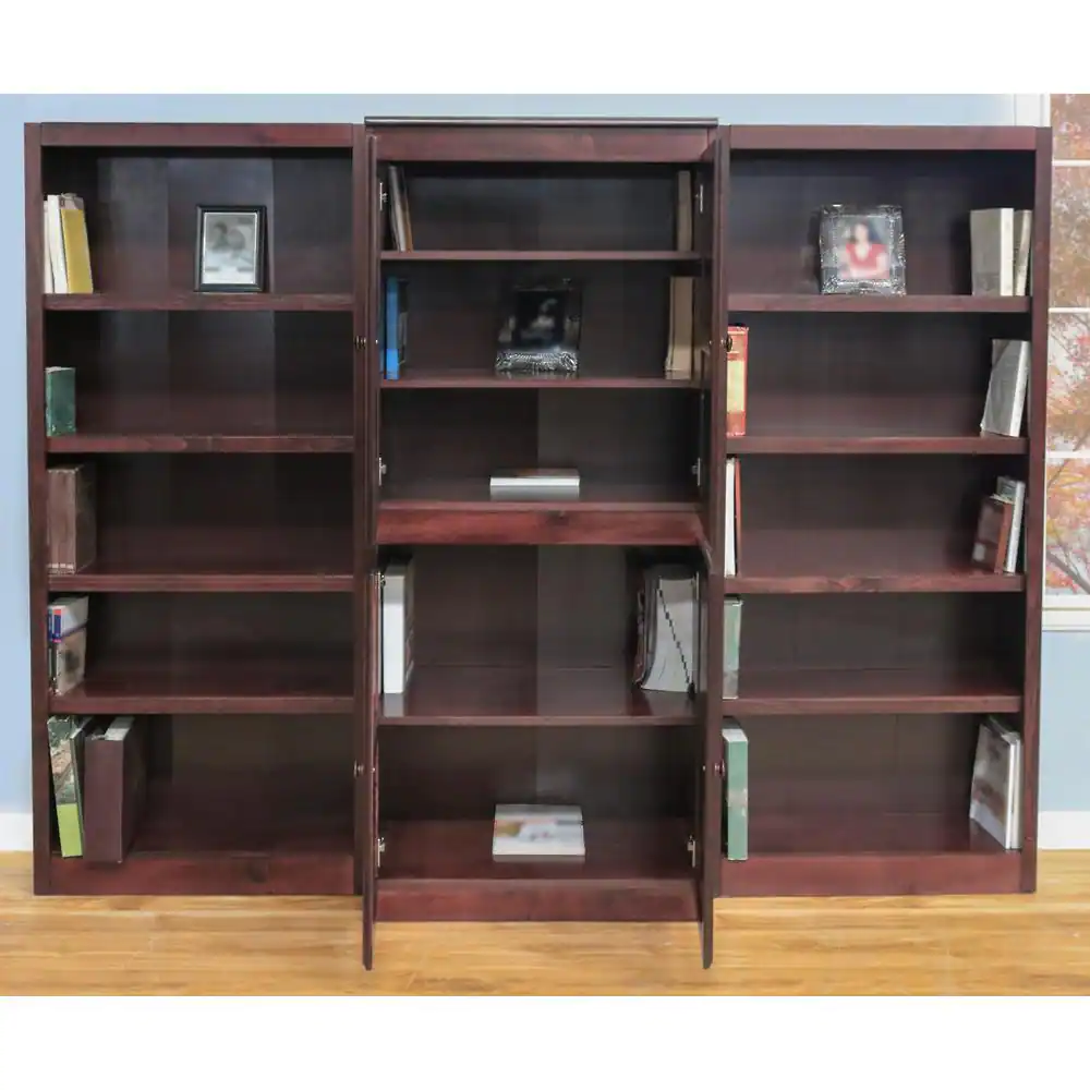 Concepts In Wood 72 in. Cherry Wood 15-shelf Standard Bookcase with Adjustable Shelves