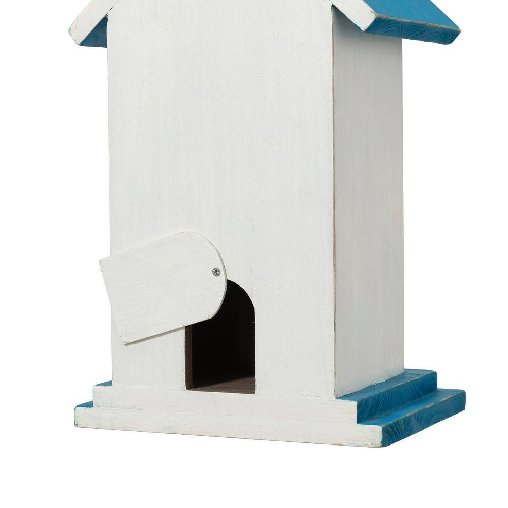 Glitzhome 11.75 in. H Distressed Solid Wood Daisy with Butterfly Birdhouses