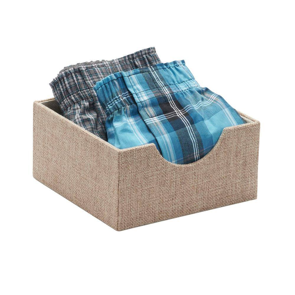 HOUSEHOLD ESSENTIALS 6 in. x 3 in. Latte Stackable Fabric Covered Drawers (2-Piece)