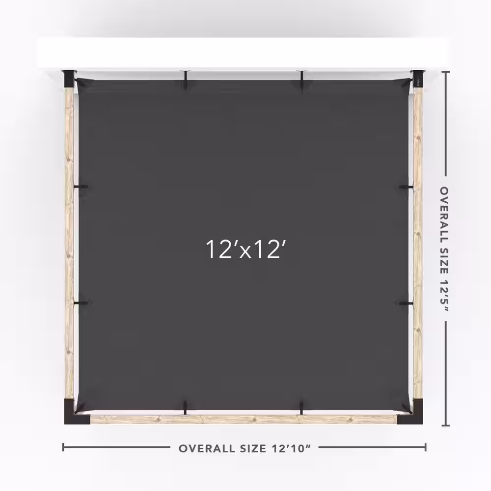 TOJA GRID 12 ft. L x 12 ft. W Wall Mount Pergola Kit with Denim Shade Sail, for 4x4 Wood