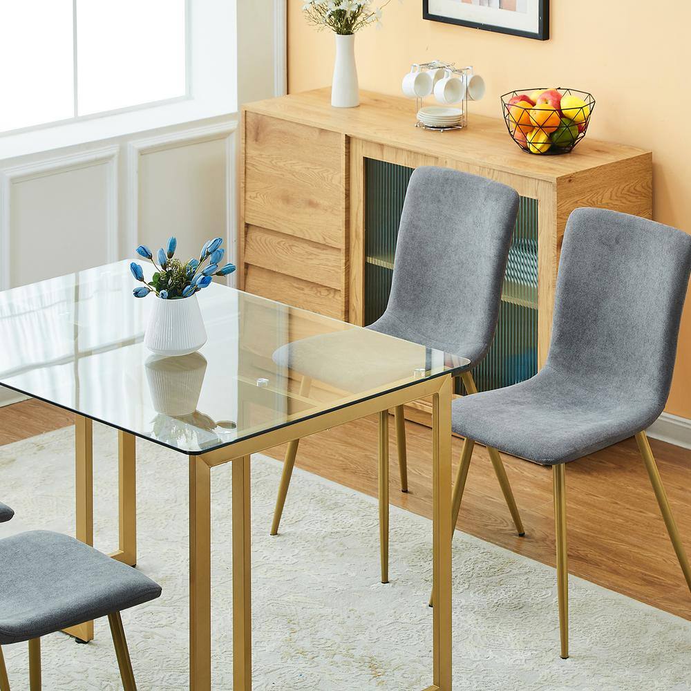 Homy Casa Scargill Grey Textured Fabric Upholstered Dining Chairs (Set of 4)