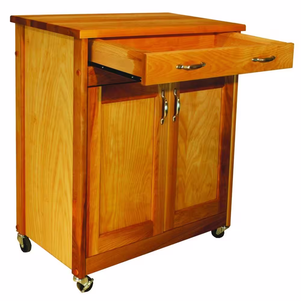 Catskill Craftsmen Natural Kitchen Cart with Butcher Block Top