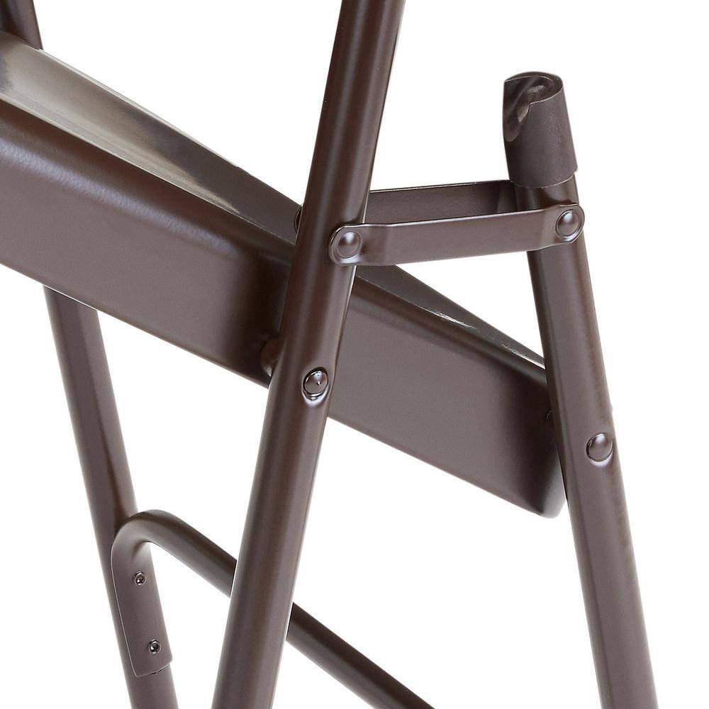 National Public Seating Brown Metal Stackable Folding Chair (Set of 4)