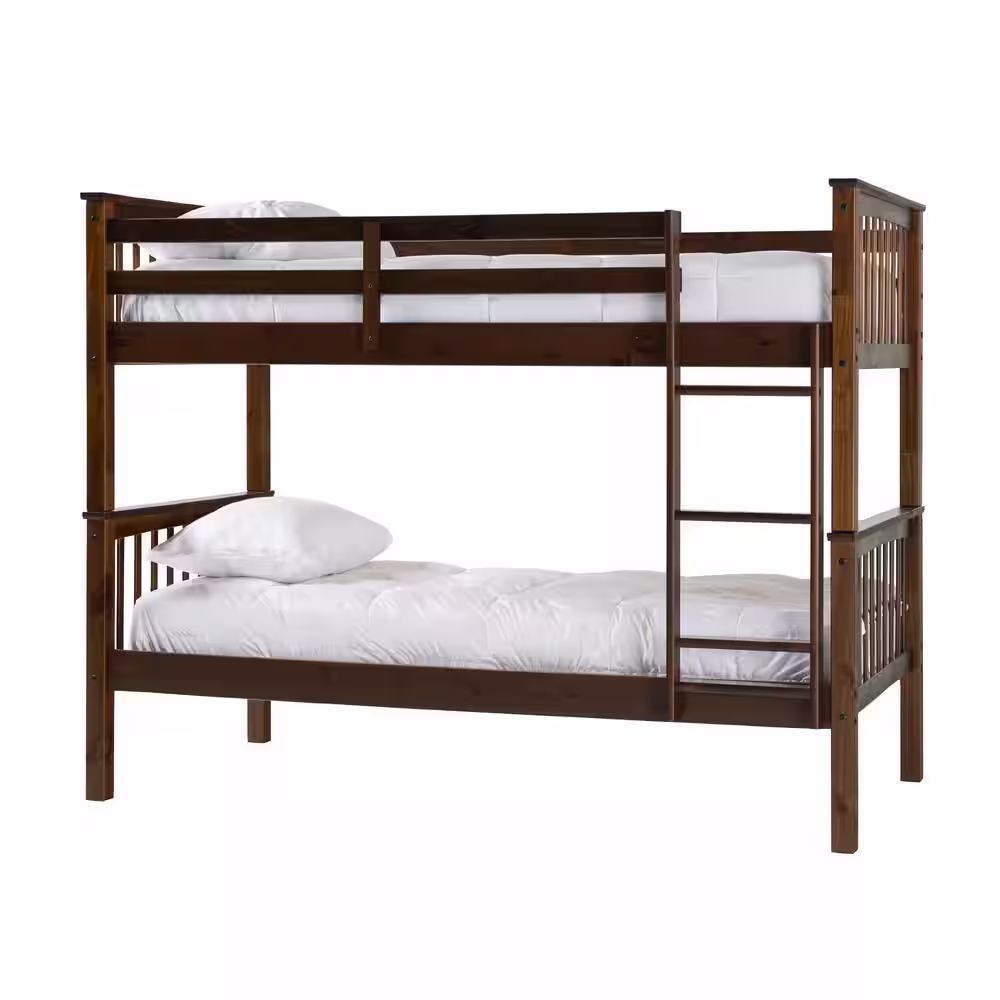 Walker Edison Furniture Company Solid Wood Twin over Twin Mission Design Bunk Bed - Walnut