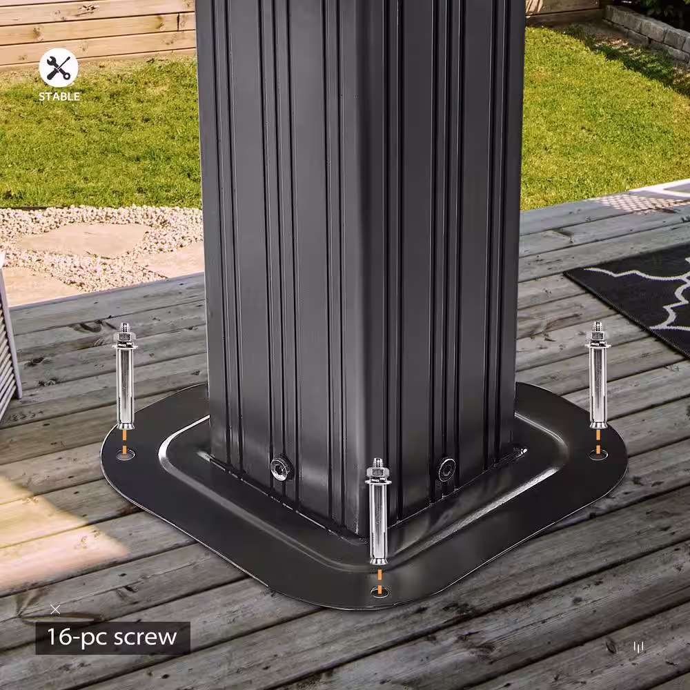 EGEIROSLIFE 12 ft. x 20 ft. Double Roof Hardtop Aluminum Patio Gazebo with Netting and Gray Curtains