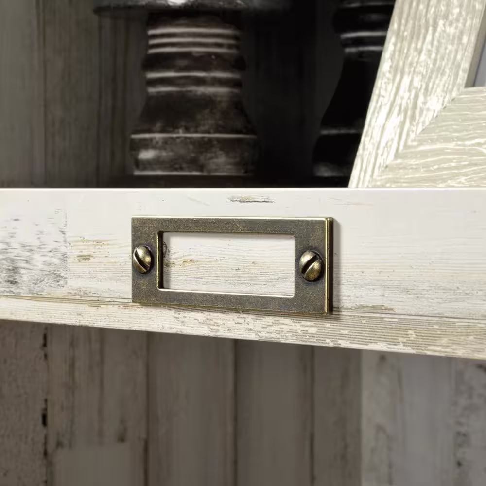 SAUDER 75 in. White Plank Faux Wood 10-shelf Standard Bookcase with Cubes