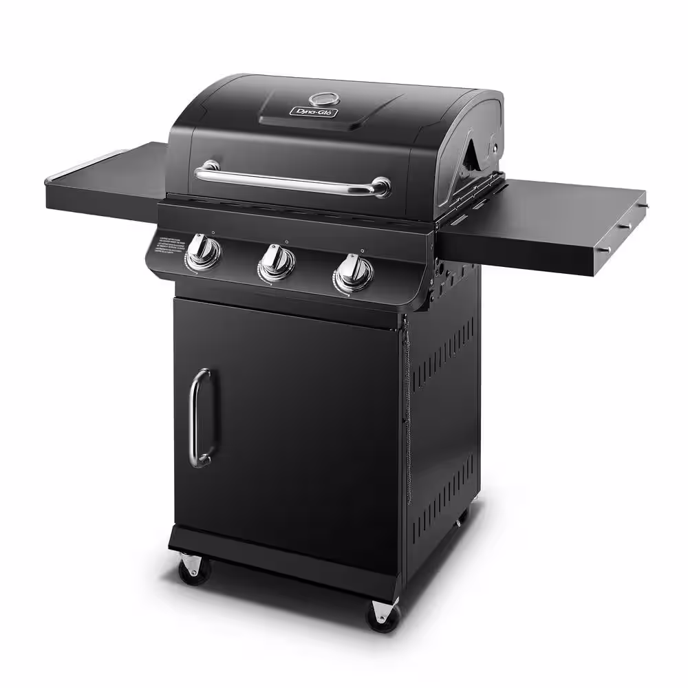 Dyna-Glo Premier 3-Burner Propane Gas Grill in Black with Folding Side Tables