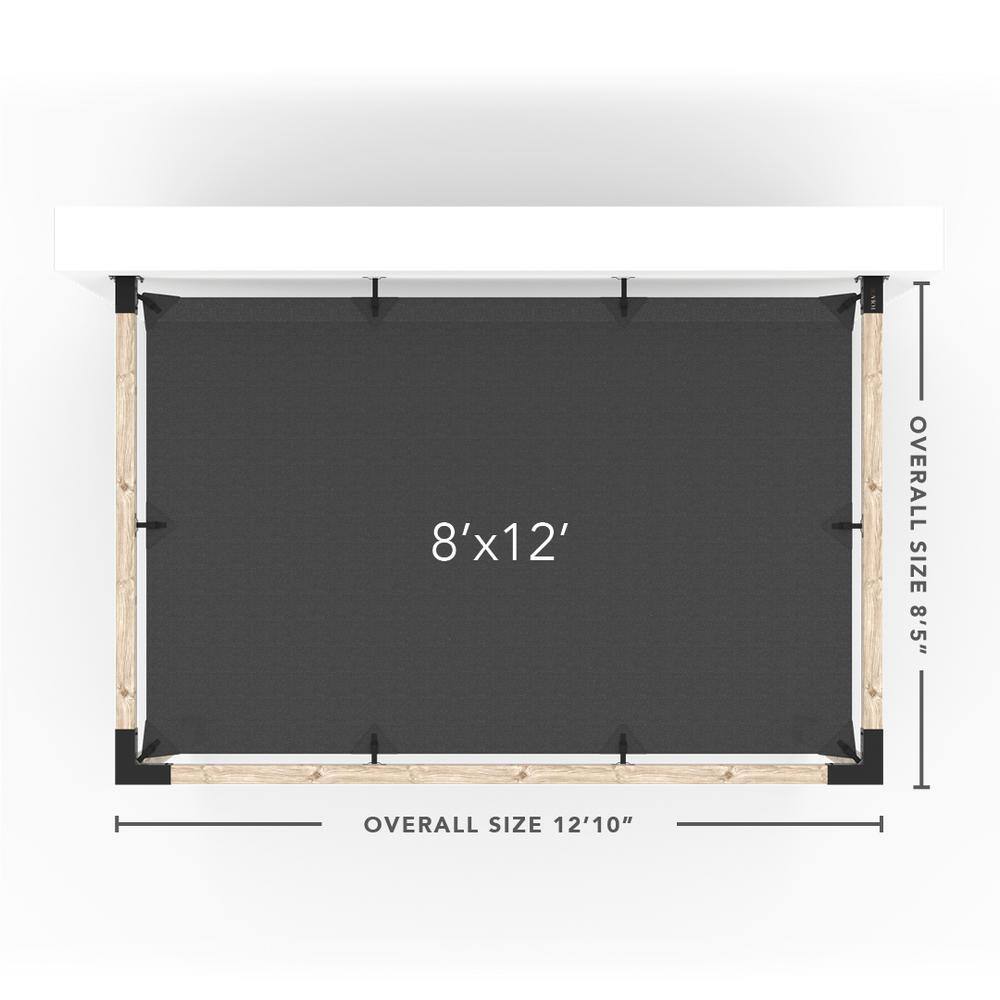 TOJA GRID 8 ft. x 12 ft. W Wall Mount Pergola Kit with Denim Shade Sail, for 4x4 Wood