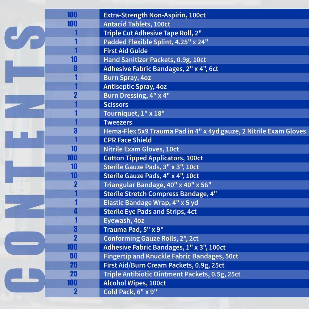 First Aid Only 100-Person, 3-Shelf Metal ANSI B Plus First Aid Cabinet with Medications