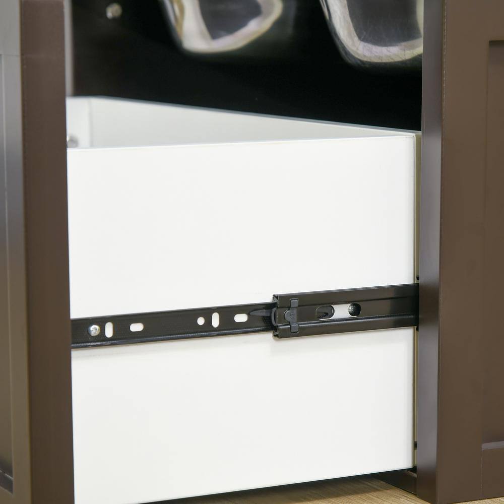 PawHut Large Elevated Dog Bowls with Storage Drawer Containing 21 L Capacity in Brown