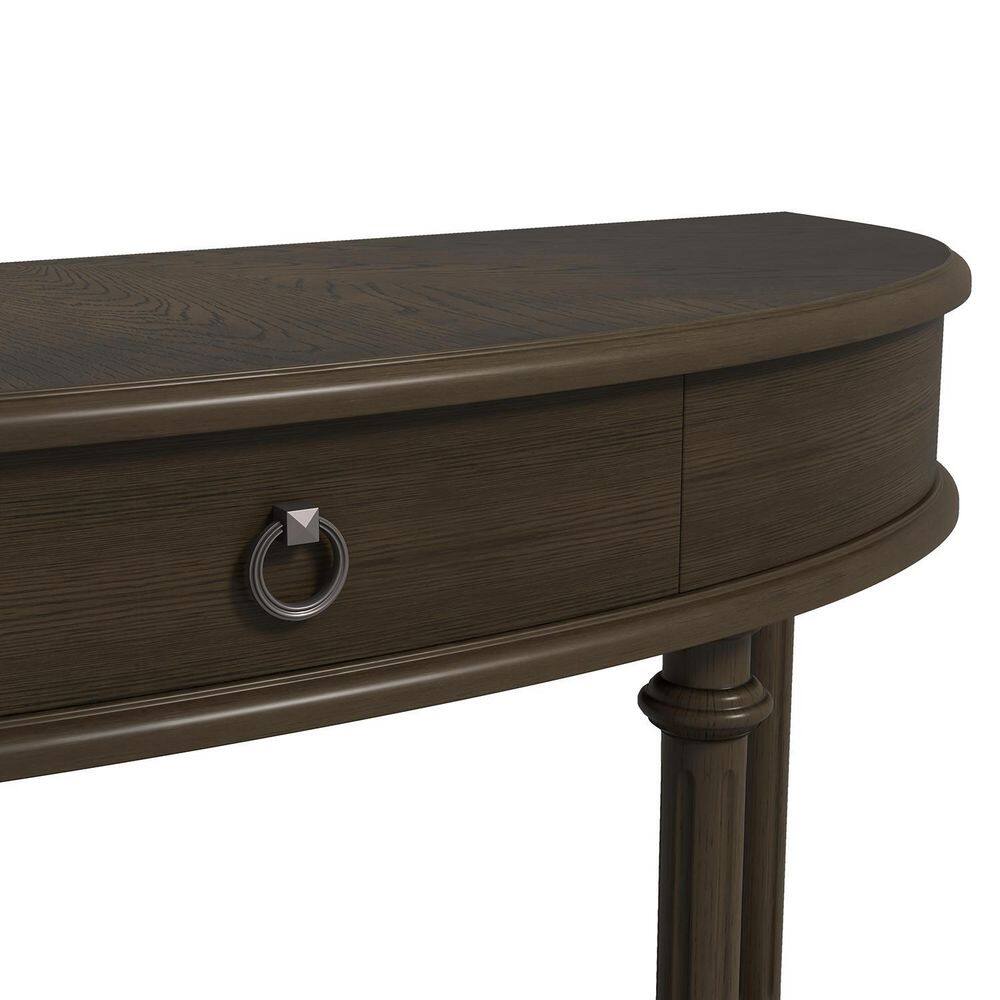 JAYDEN CREATION Strophades 46.5 in. Natural Wood Half-Circle Console Table With Drawer