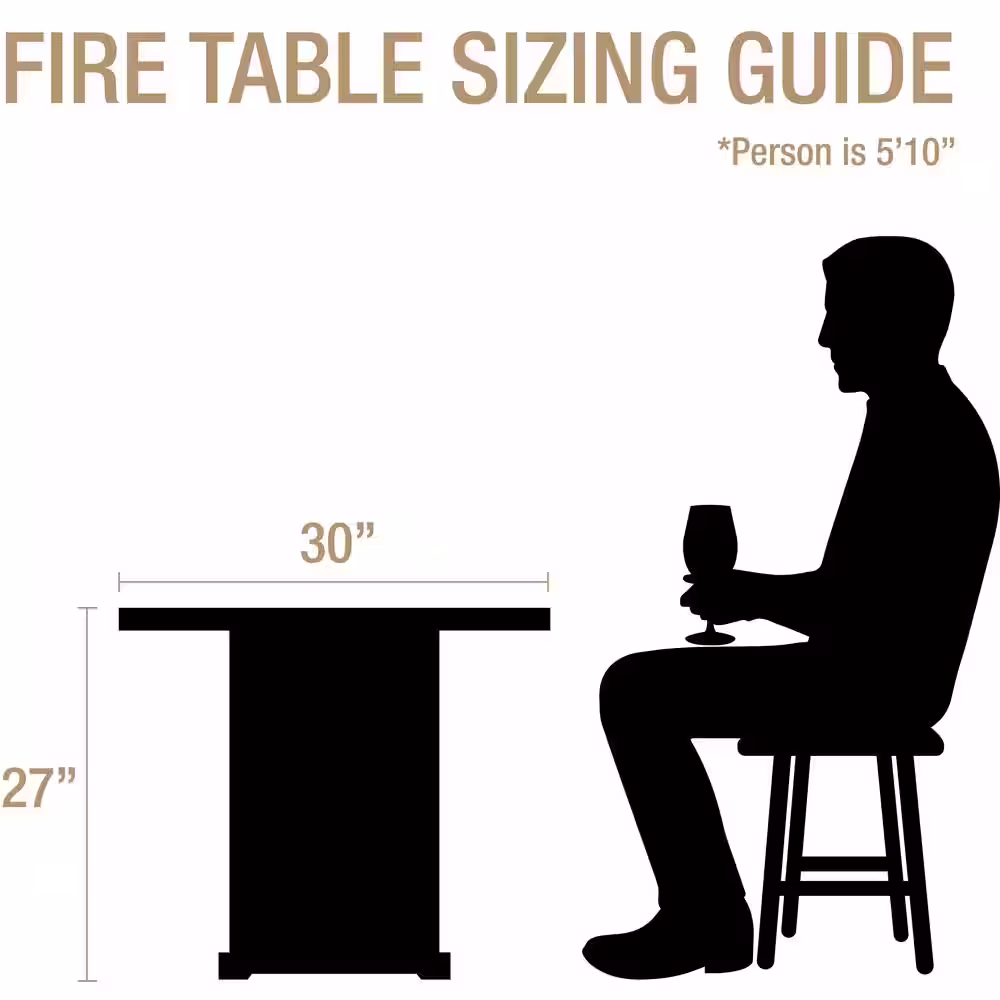 Pleasant Hearth Warren 30 in. x 27 in. Square Steel Propane Gas Fire Pit Table in Hammered Bronze with Glass Fire Rocks