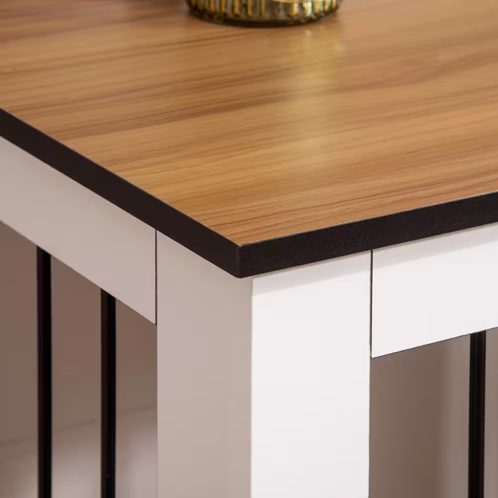 PawHut Modern Dog Crate End Table with Easy to Clean Surface, Large Dog Crate Furniture on Wheels