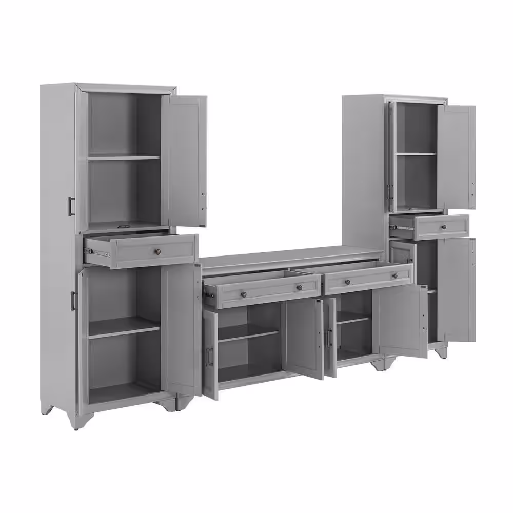 CROSLEY FURNITURE Tara Gray Sideboard Set with Pantries