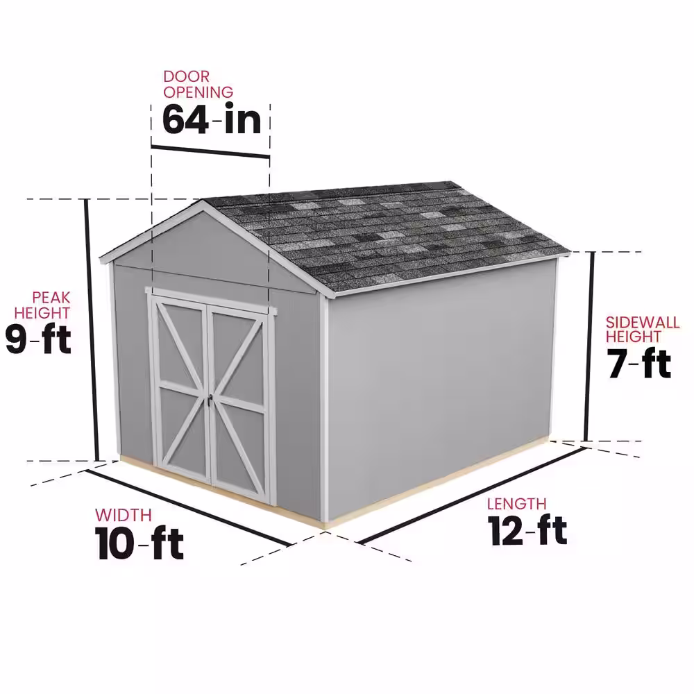 Handy Home Products Do-it Yourself Rookwood 10 ft. x 12 ft. Backyard Wood Storage with Smartside and Floor system Included (120 sq. ft.)