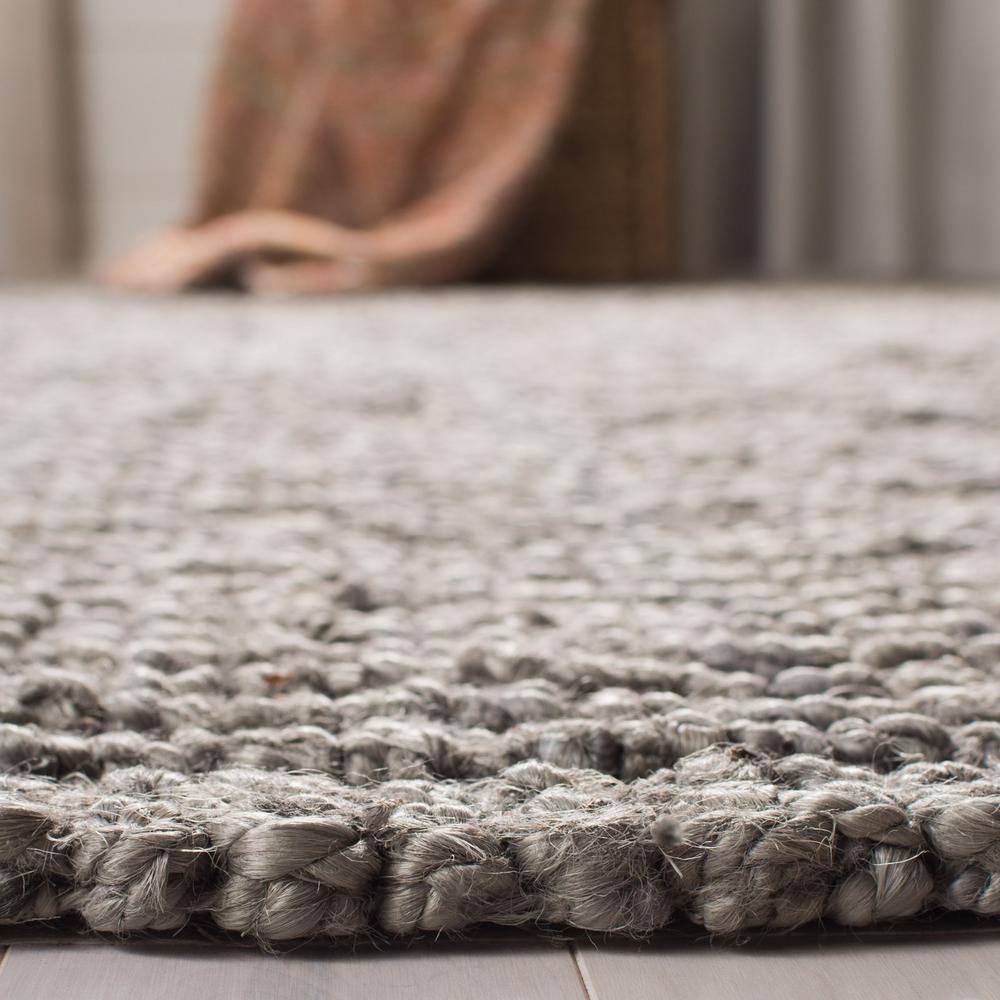 SAFAVIEH Natural Fiber Light Gray 3 ft. x 16 ft. Solid Runner Rug