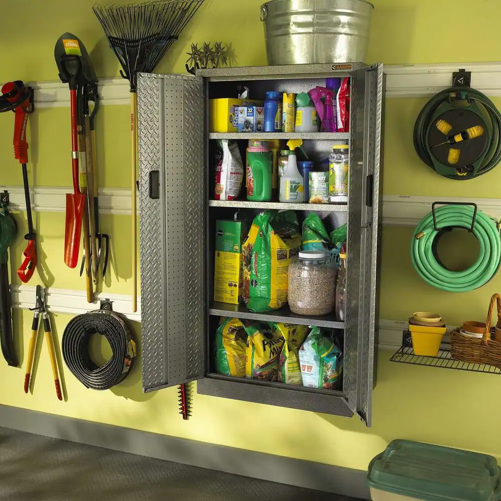 Gladiator GearBox 36 in. W x 72 in. H x 24 in. D 3-Shelf Freestanding Cabinet in Smooth Hammered Granite