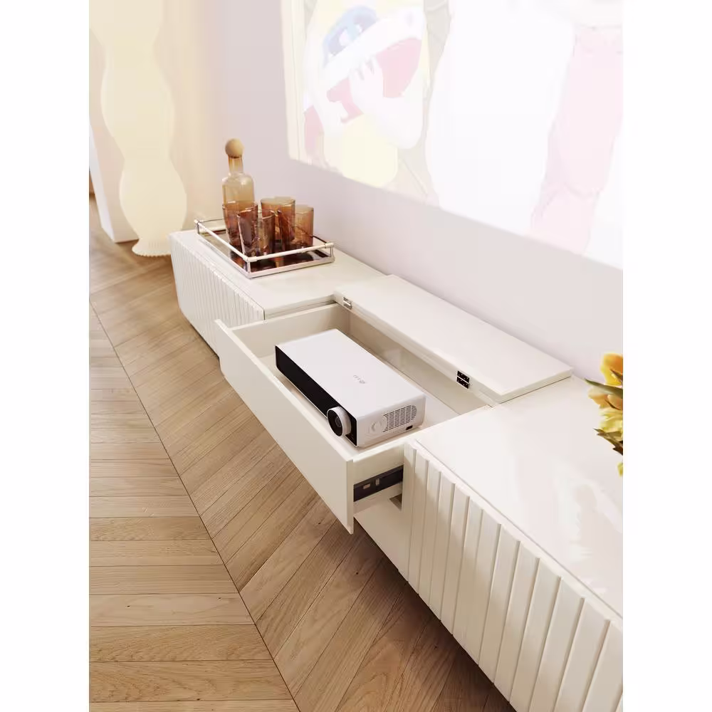 None White TV Stand Fits TVs up to 80 to 85 in.