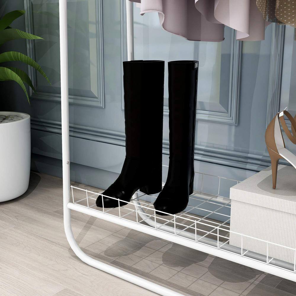 None White Metal Clothes Rack 32.9 in. W x 64.96 in. H