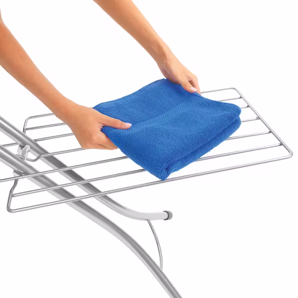 Brabantia Ironing Board C with Foldable Steam Unit Holder, Linen Rack, Perfectflow Bubbles Cover and White Frame