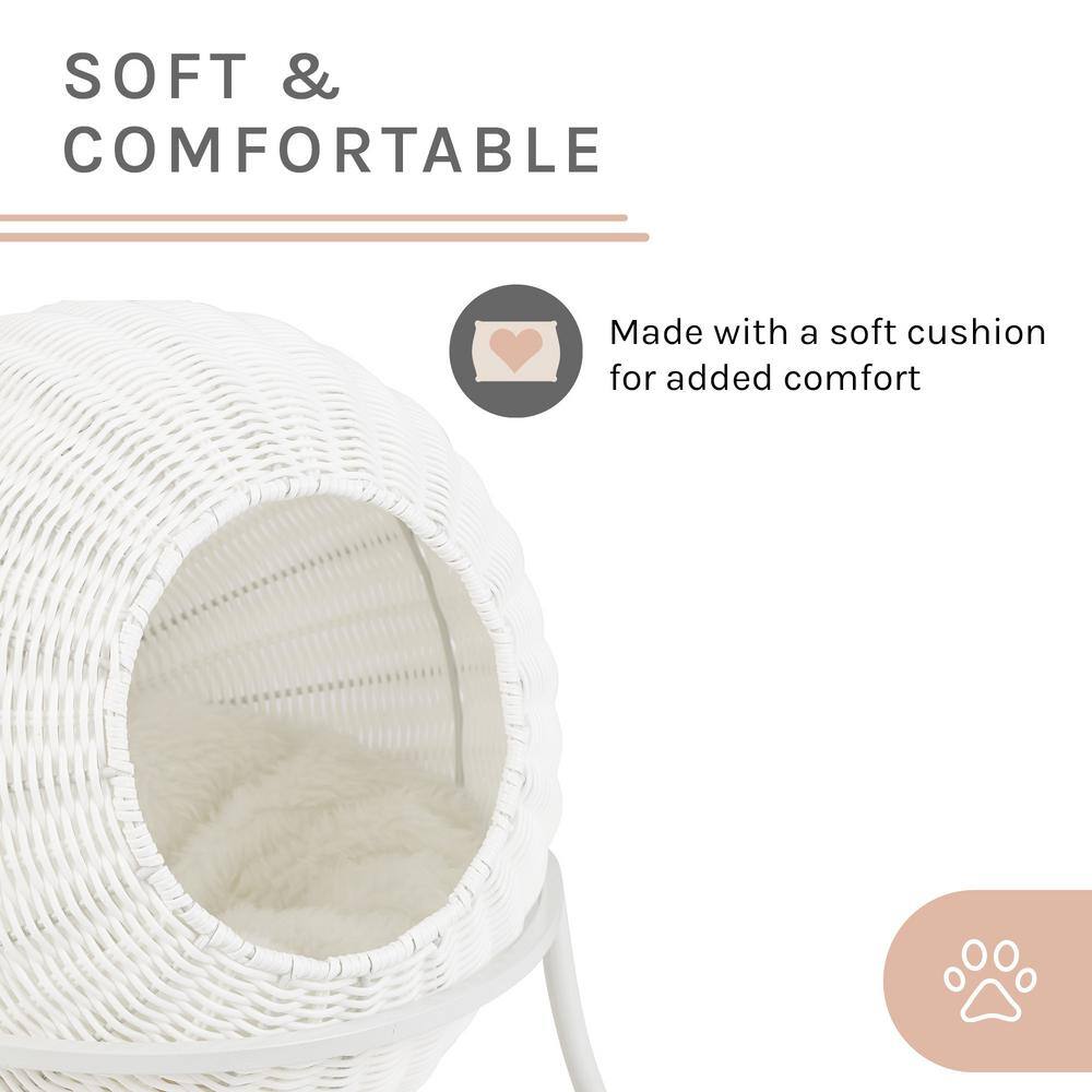 None Nala Wicker Cat Bed Medium in White