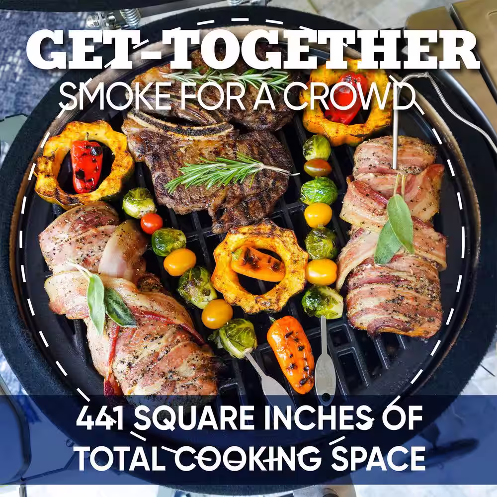 Even Embers Pellet Grill Kamado Smoker Ceramic with Bluetooth in Black