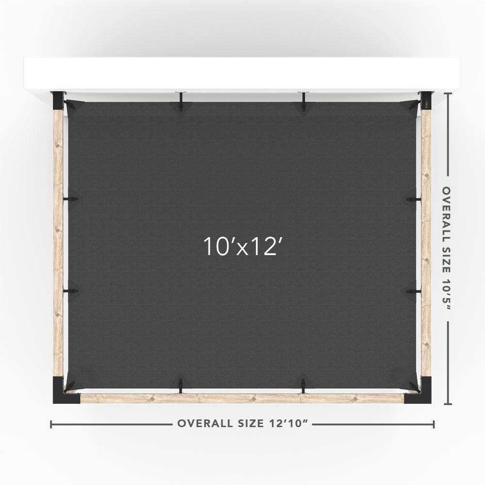 TOJA GRID 10 ft. L x 12 ft. W Wall Mount Pergola Kit with Crimson Shade Sail, for 4x4 Wood