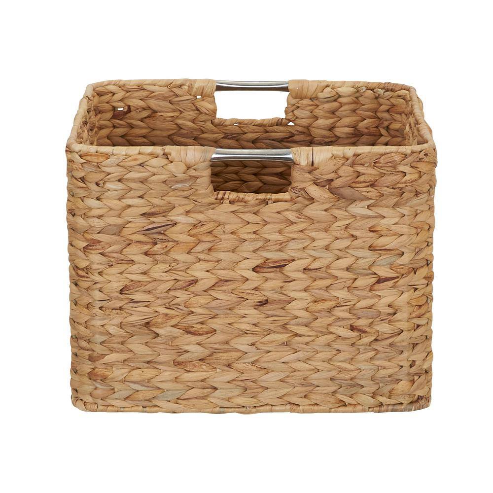 HOUSEHOLD ESSENTIALS Hyacinth 14.5 in. H x 14.5 in. W x 11 in D Wicker Basket with Metal Frame