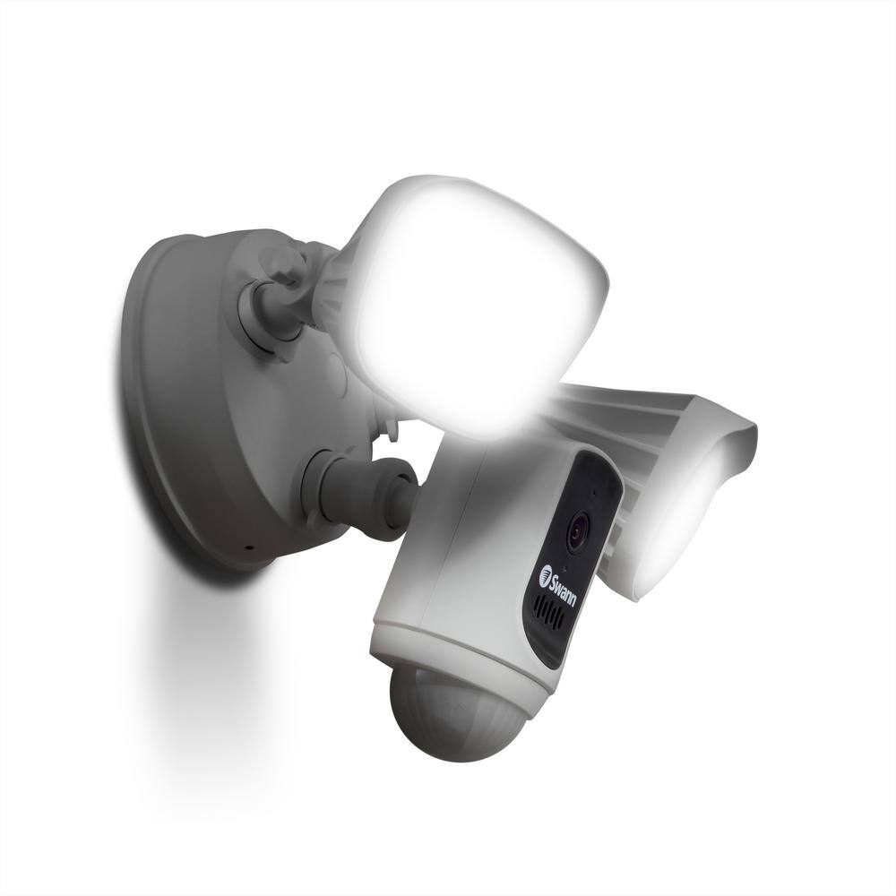 Swann White Outdoor Powered Wi-Fi Camera with Motion Activated Floodlight