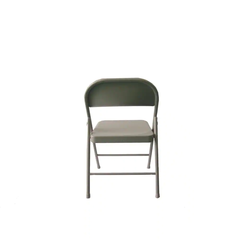 None Beige Metal Stackable Folding Chairs