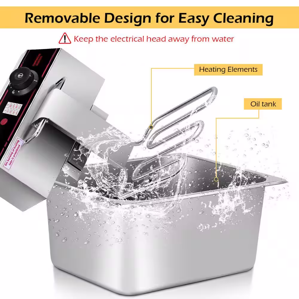 Costway 3400-Watt Electric Countertop Deep Fryer Dual Tank Commercial Restaurant Steel