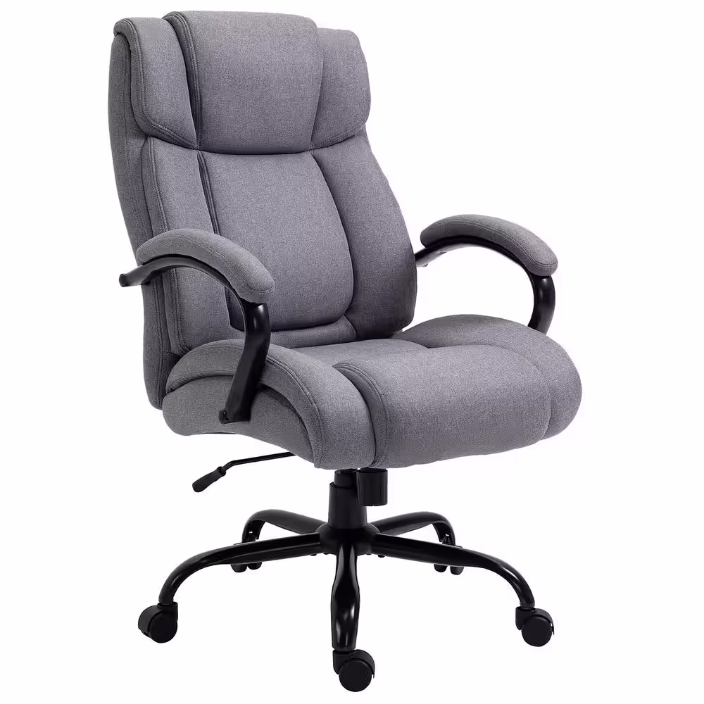Vinsetto Light Grey, Big and Tall Executive Office Chair High Back Computer Desk Chair Ergonomic Swivel Chair with Linen Fabric
