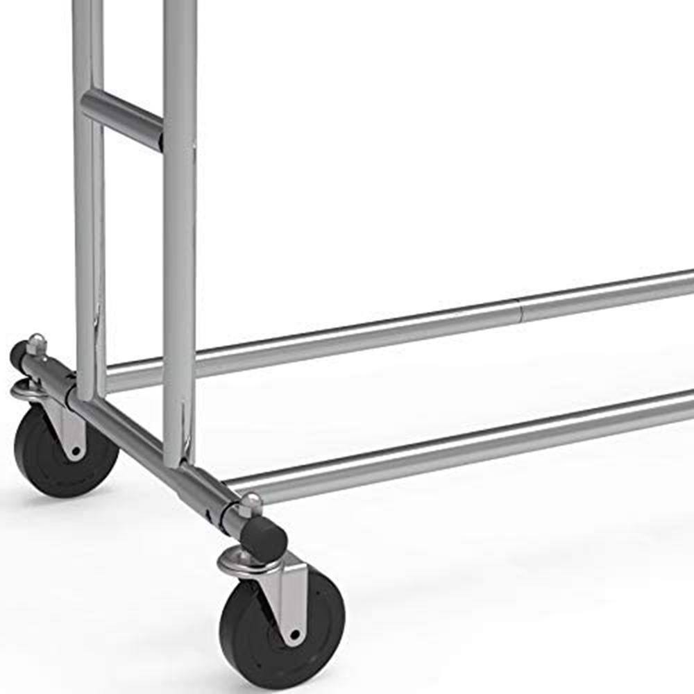 None Chrome Metal Garment Clothes Rack Double Rods 42.75 in. W x 61.3 in. H