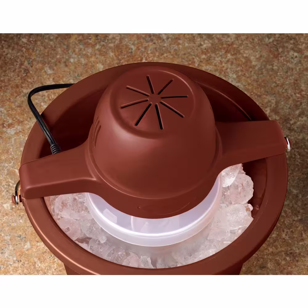 Nostalgia 4 qt. Brown Dark Wood Bucket Ice Cream Maker