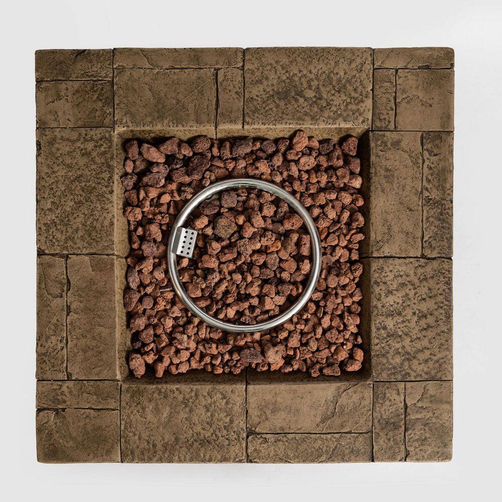 None Brown Stone Fire Pit Table