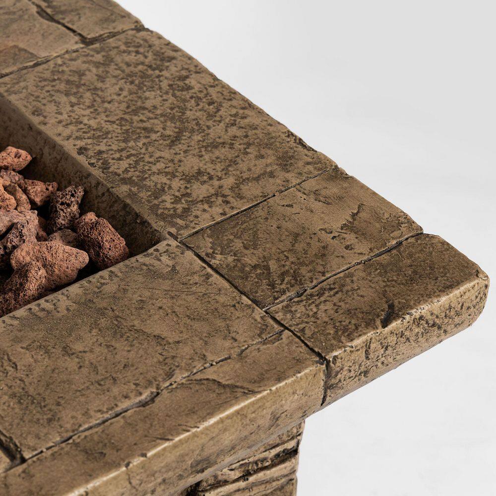 None Brown Stone Fire Pit Table