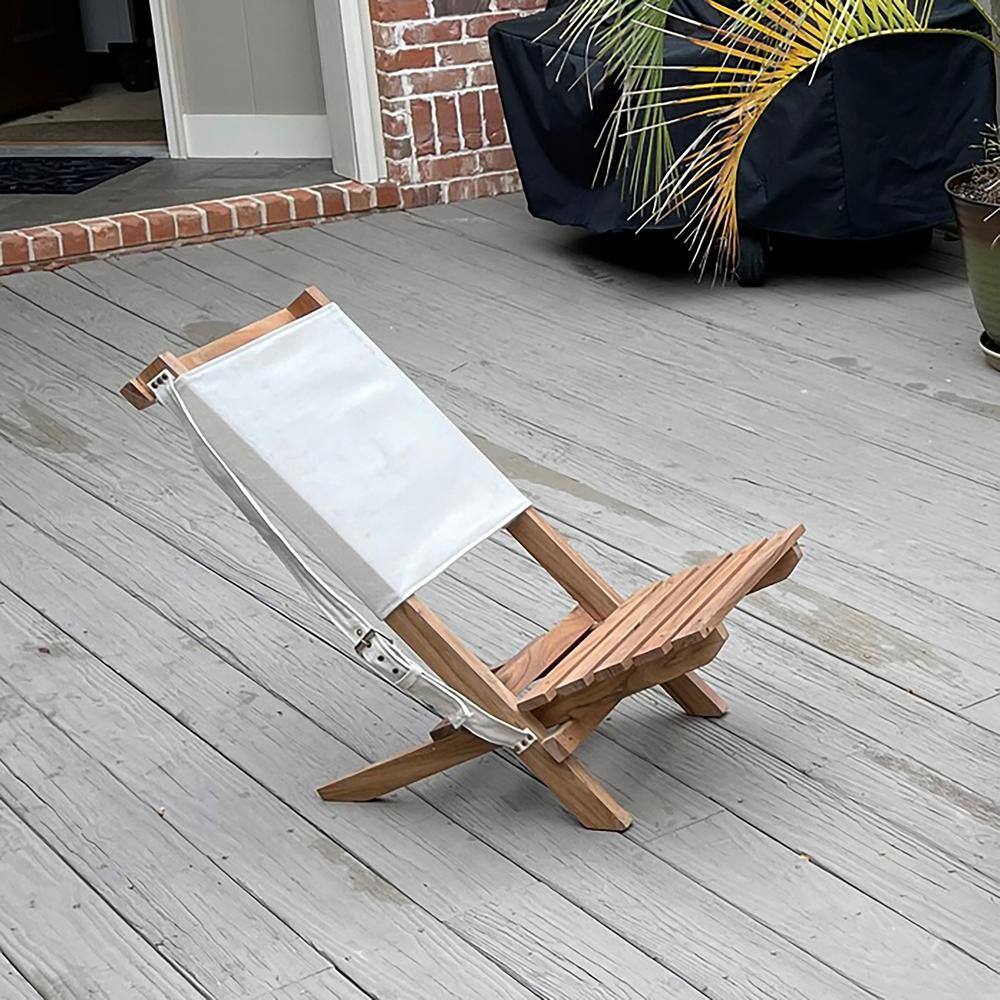 AmeriHome Acacia and Canvas Folding Chair